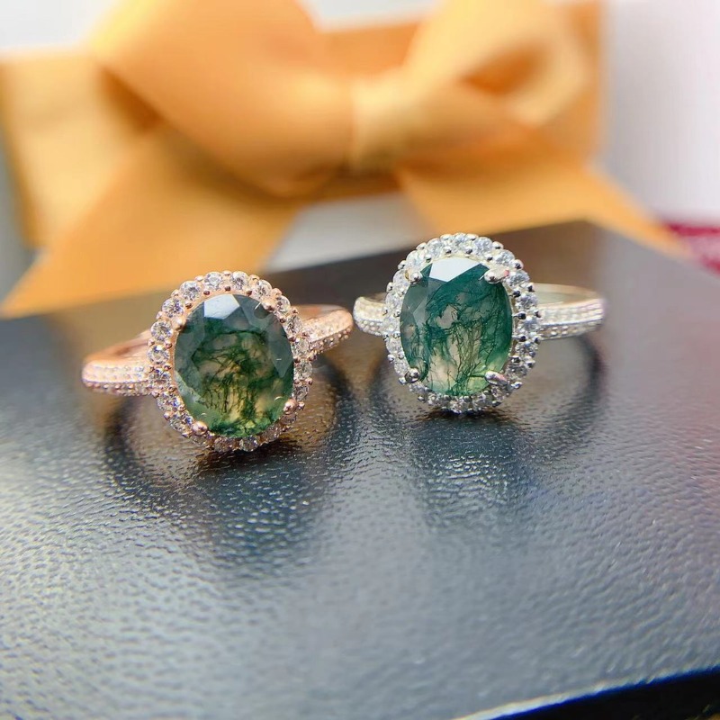 خاتم عقيق طحلب طبيعي للنساء ،  - مراجعة Jewelry Making University وسعره