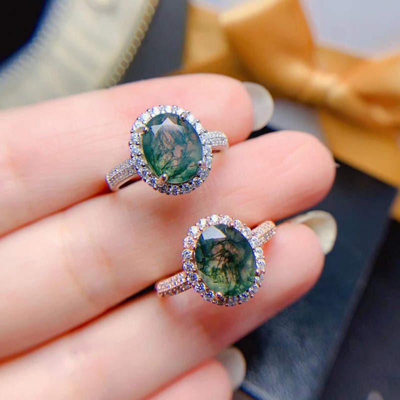 خاتم عقيق طحلب طبيعي للنساء ،  - مراجعة Jewelry Making University وسعره