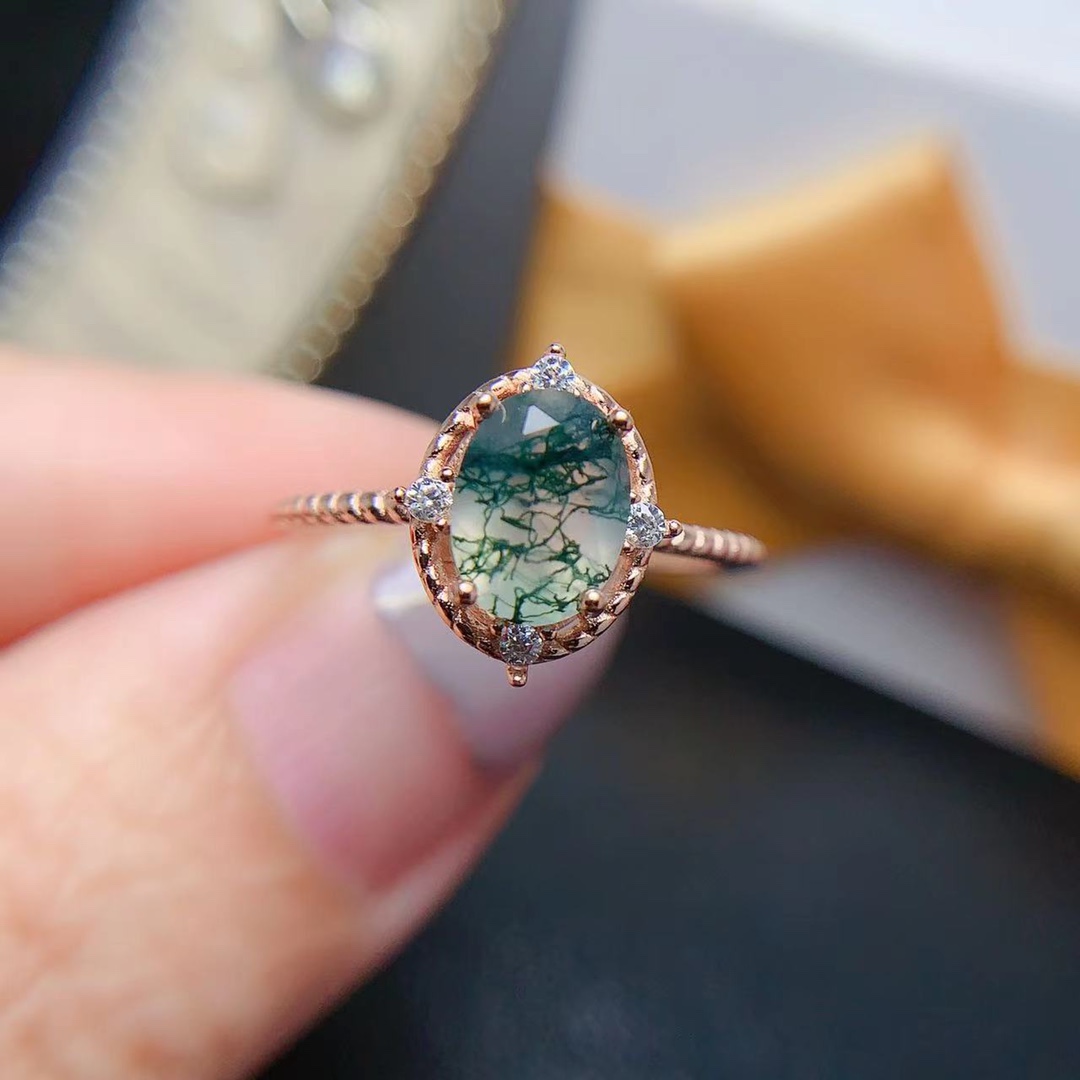 حجر طبيعي خاتم عقيق طحلب ماء ا - مراجعة Jewelry Making University وسعره