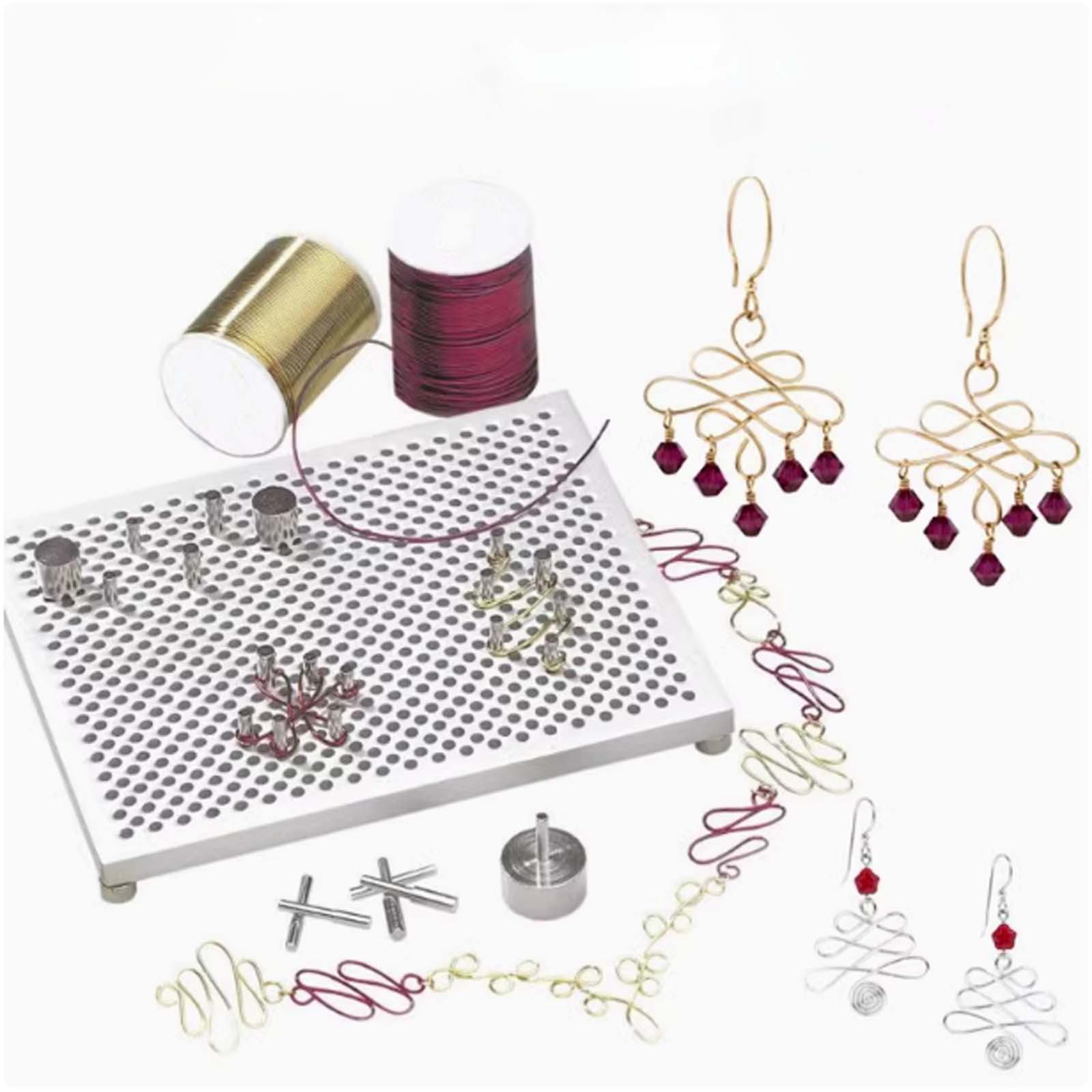 لوح ثني الأسلاك الذهبية والفضي - مراجعة Wire Jewelry Making Jig وسعره