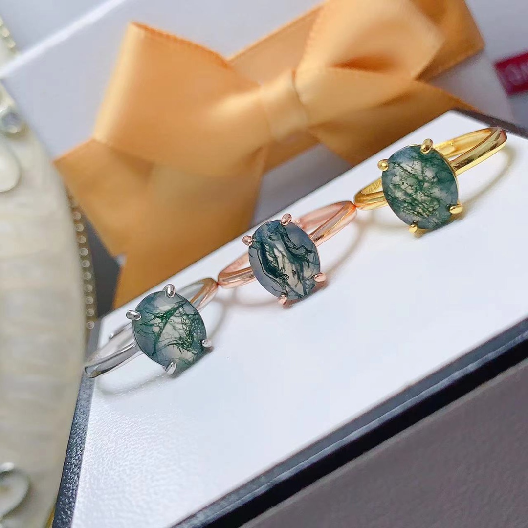 خاتم خطوبة عقيق طحلب طبيعي ، خ - مراجعة Jewelry Making University وسعره