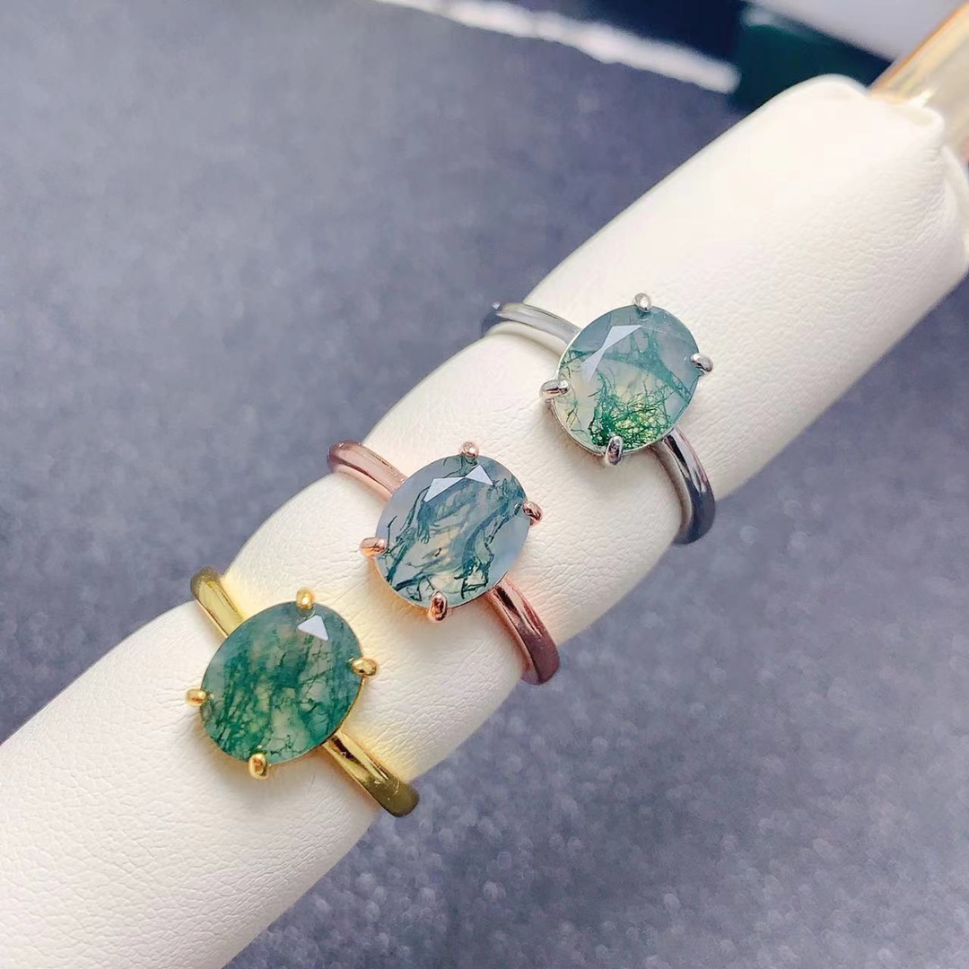 خاتم خطوبة عقيق طحلب طبيعي ، خ - مراجعة Jewelry Making University وسعره