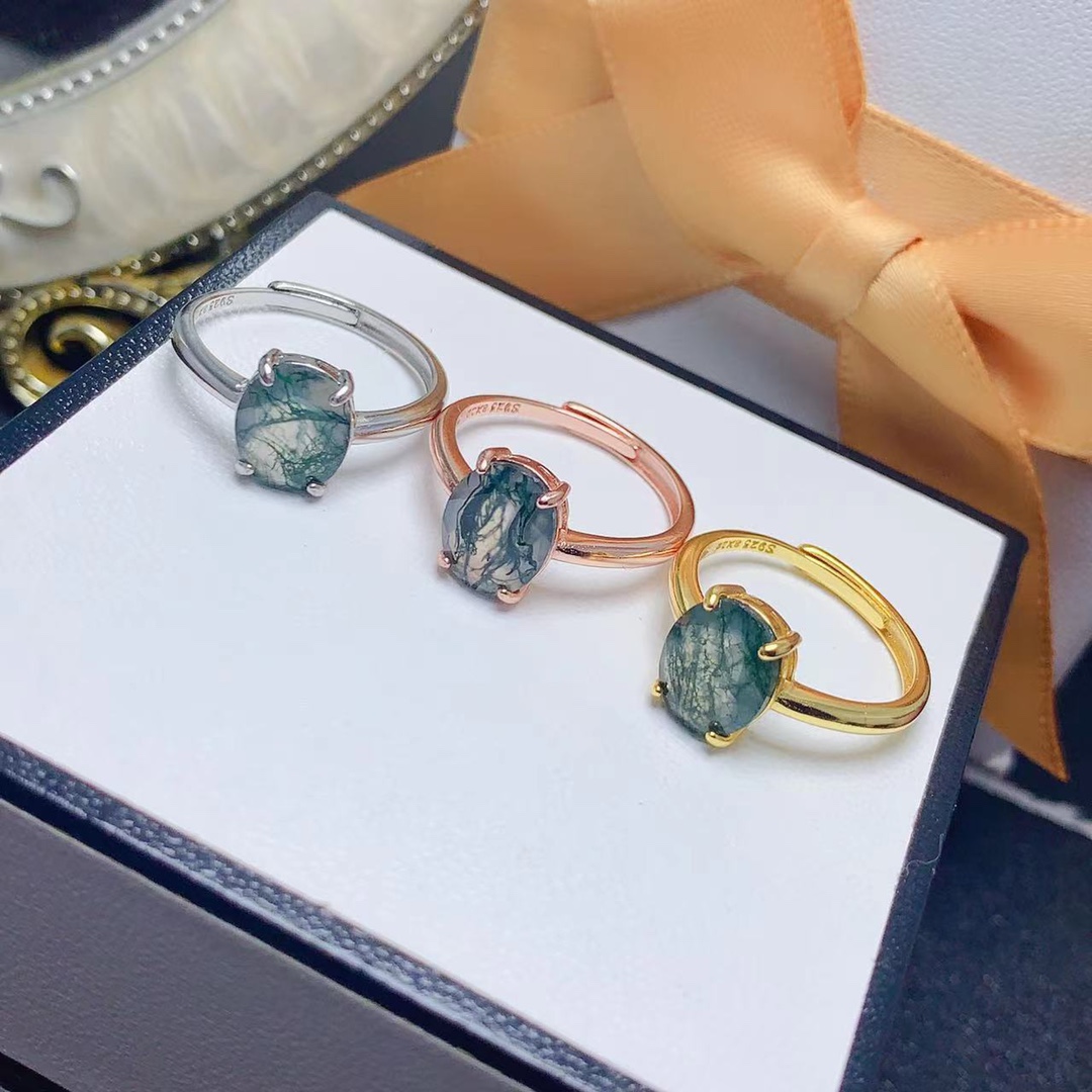 خاتم خطوبة عقيق طحلب طبيعي ، خ - مراجعة Jewelry Making University وسعره